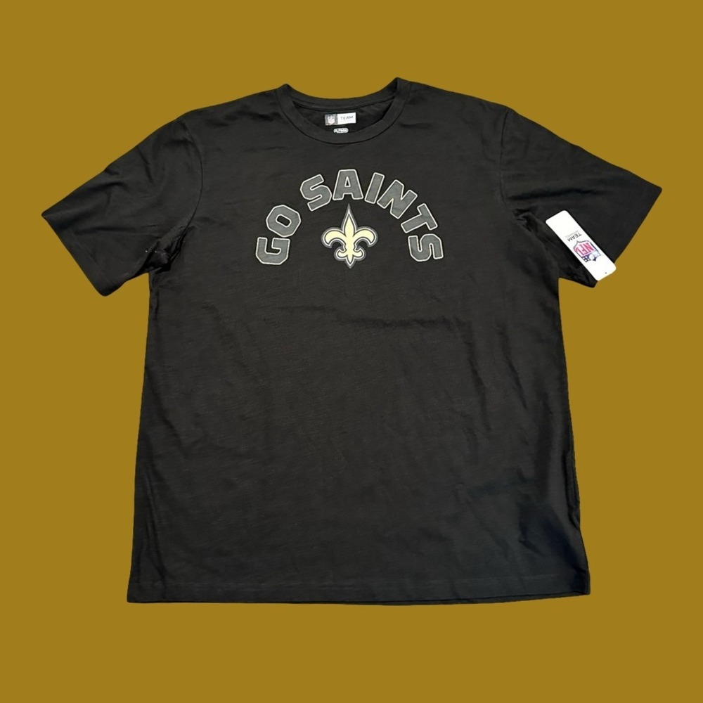 New Orleans Saints T-Shirt NFL Team Apparel Black Fleur-de-Lis Logo Men XL